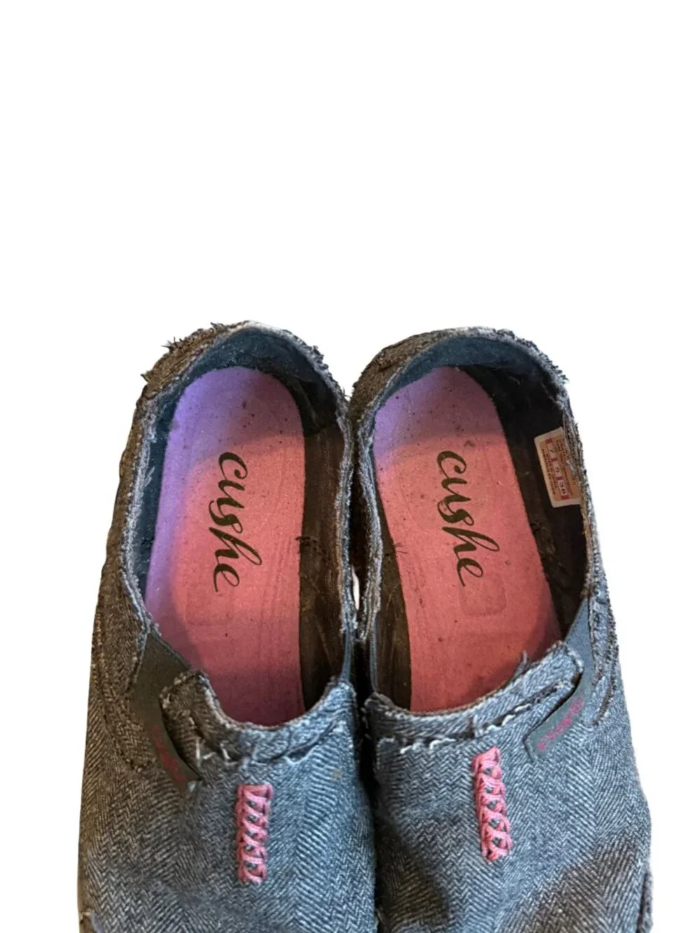 Cushe Slipper II Grey Herringbone Canvas Slip On Loafer Moccasin Size 7 Women's